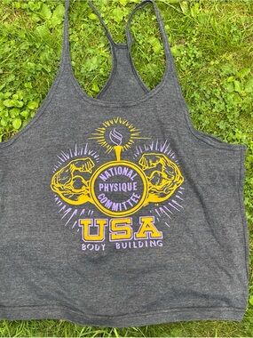 Vintage 90s USA Bodybuilding National Physique Committee Gray Tank Top